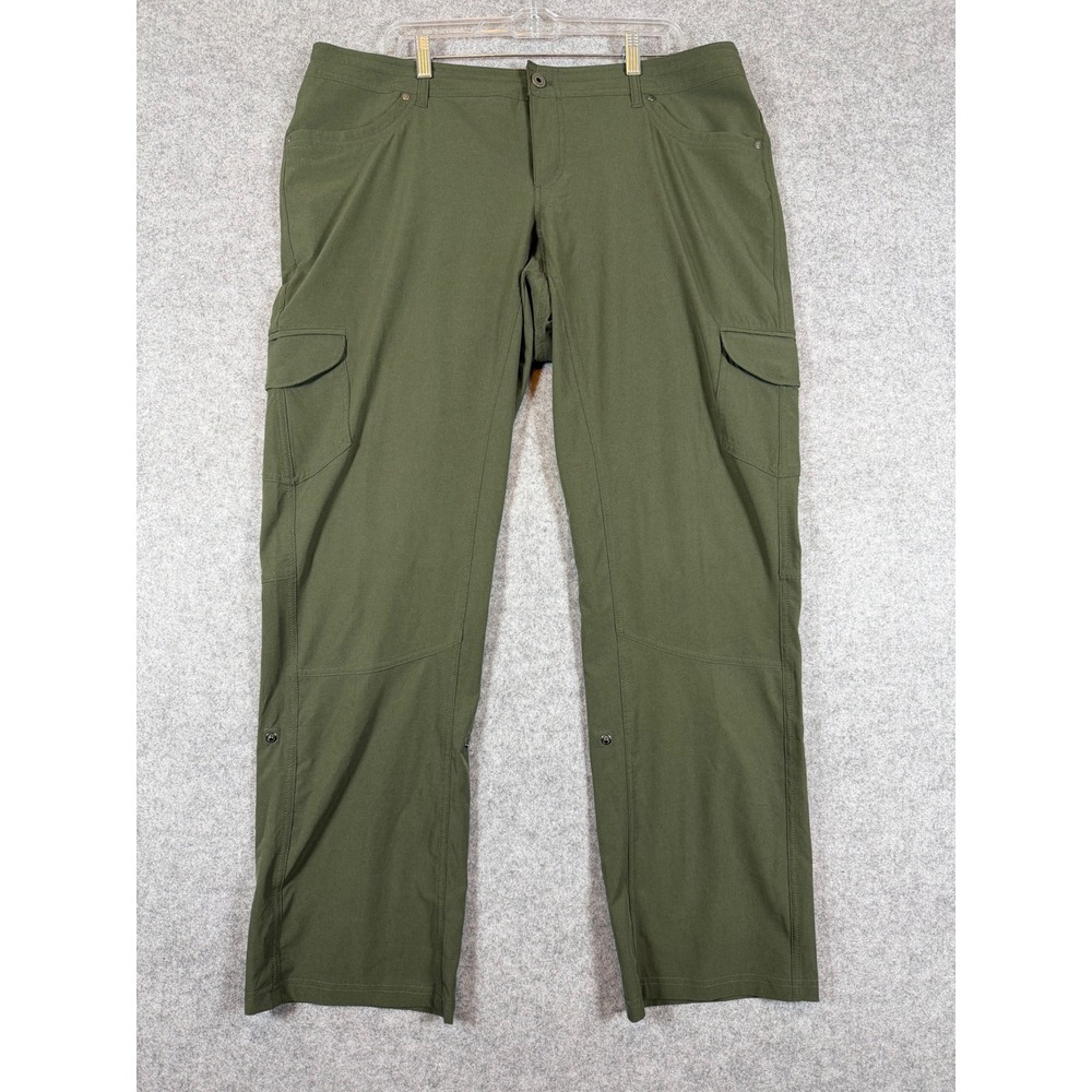KUHL Cargo Pants Womens 18W Green Excellent Roll Up Hiking Outdoor Pockets